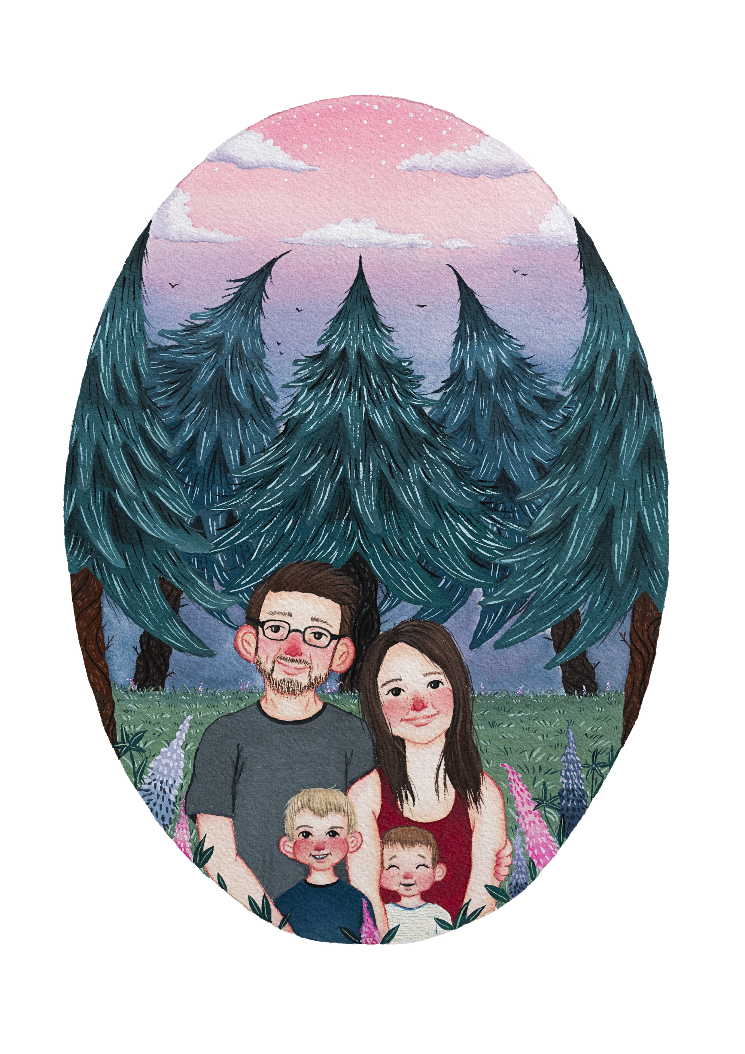 Familienportrait Ausflug in den Wald